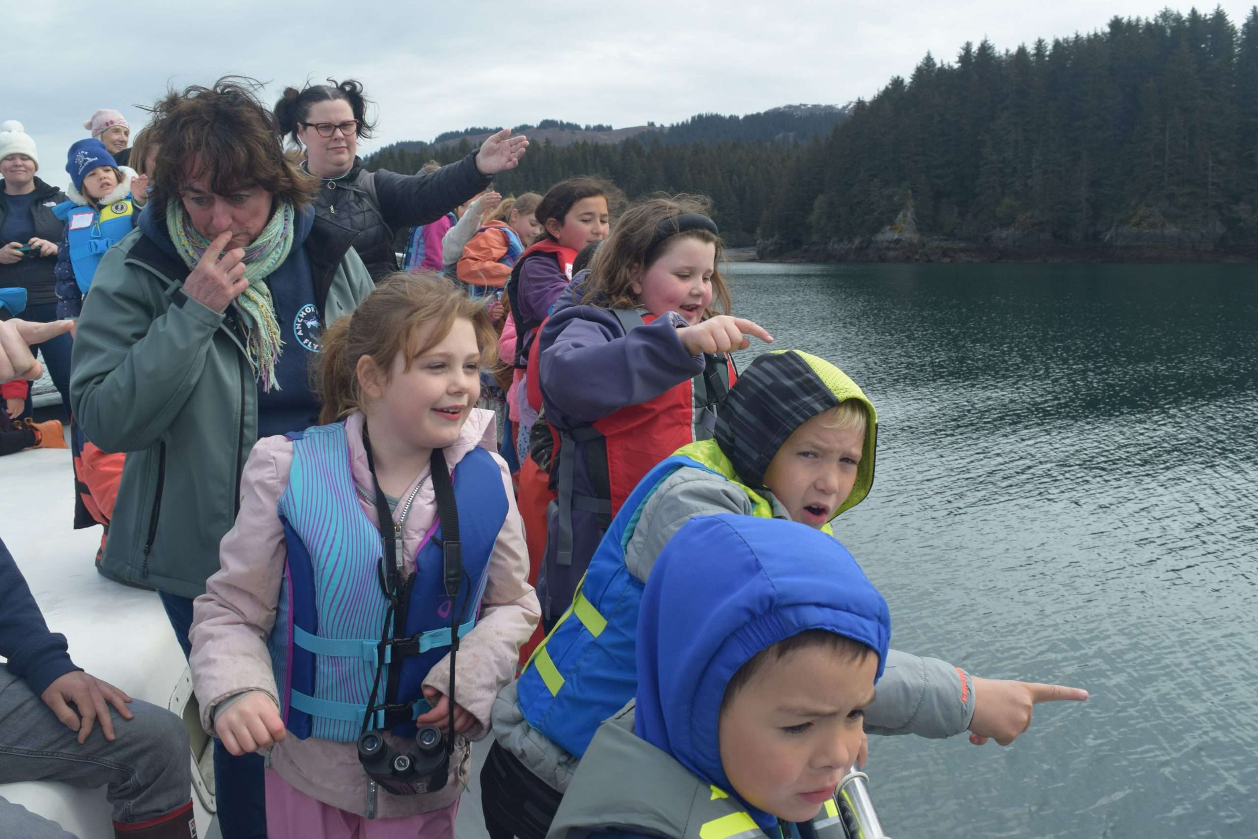 students on boat in Kachemak Bay
