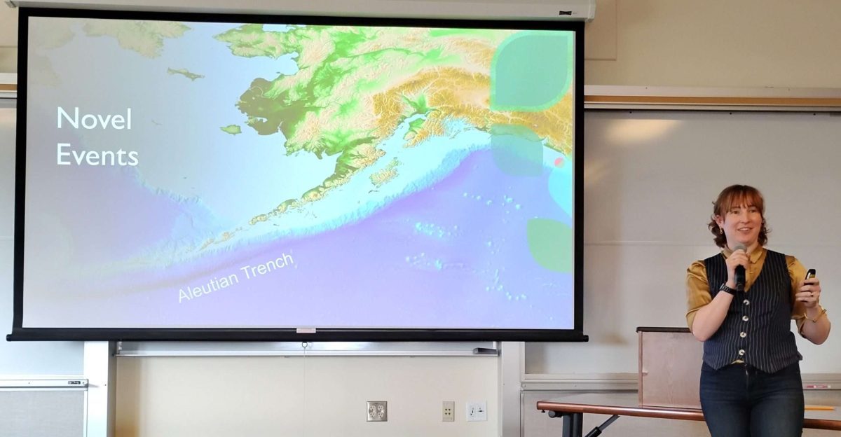 Presenter shows map of Alaska's coastline